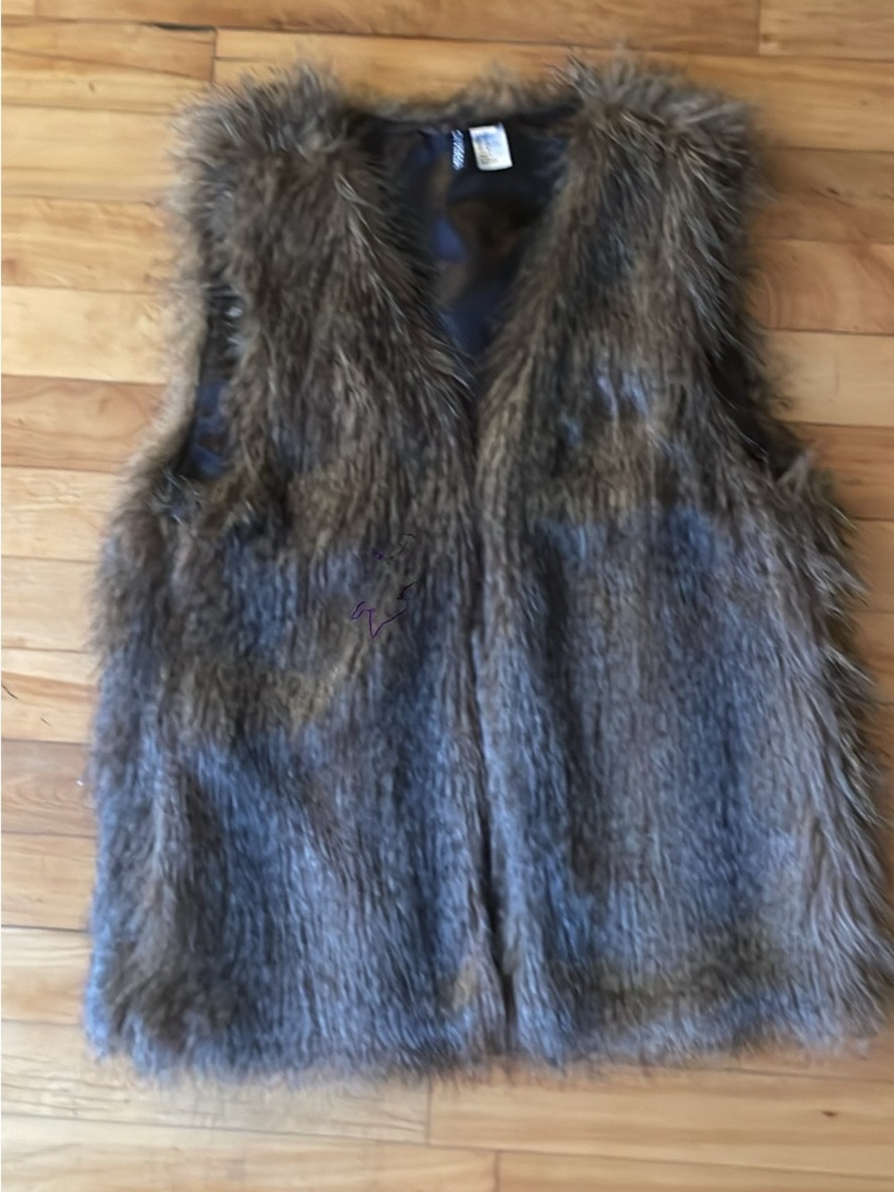 H&M DIVIDED Faux Fur Vest in Brown and Taupe